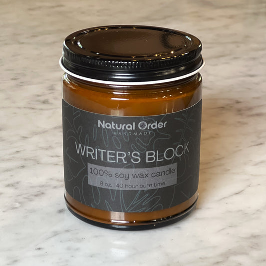 Writer's Block, Soy + Coconut Wax Candle 8 ounce